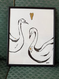 SWANS IN LOVE - ORIGINAL INK PAINTING