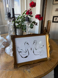 Swans in Love - Original ink painting