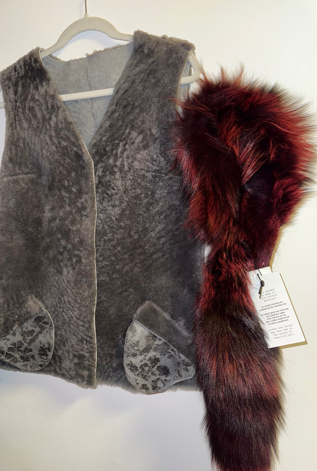 Grey shearling vest