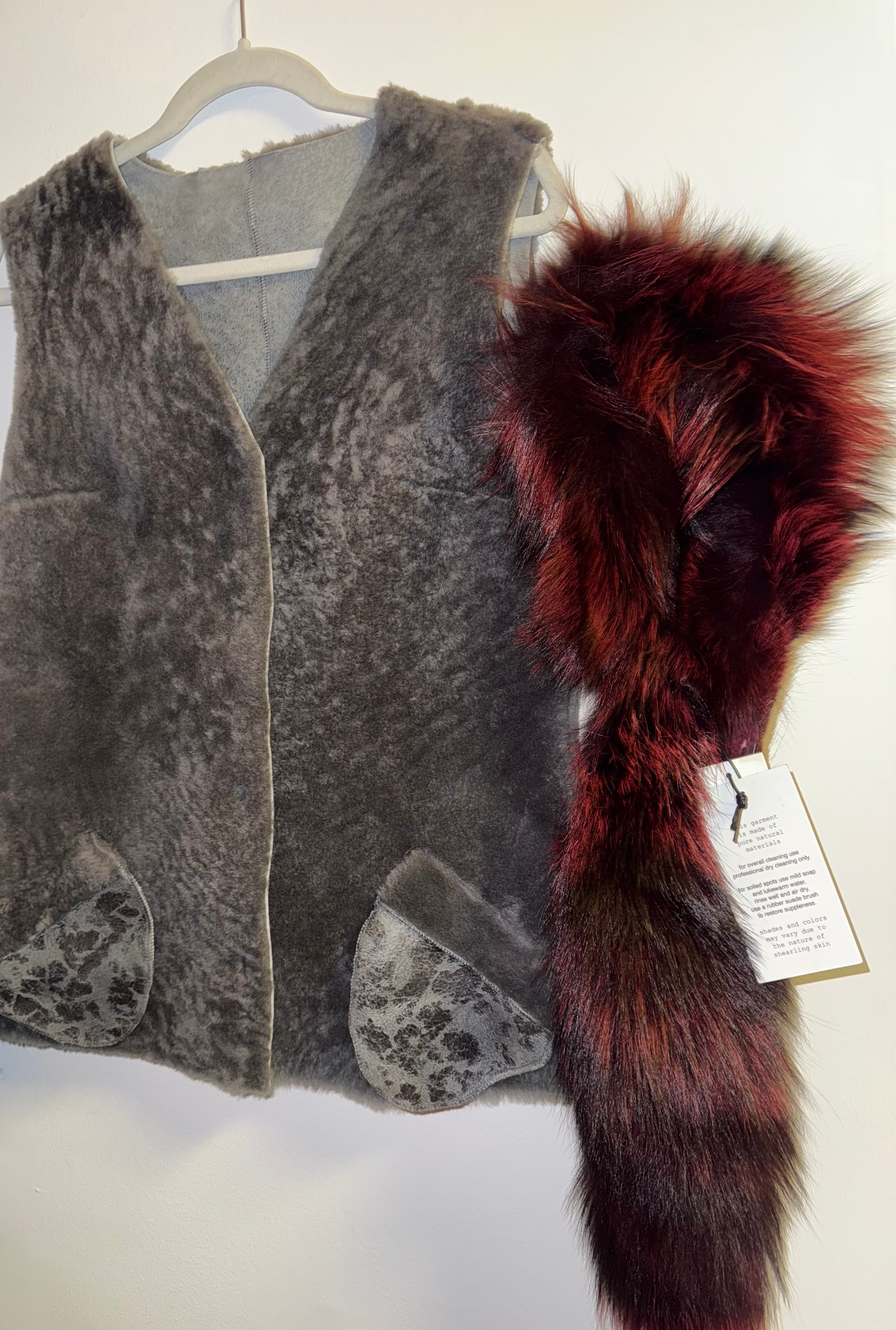 Grey shearling vest