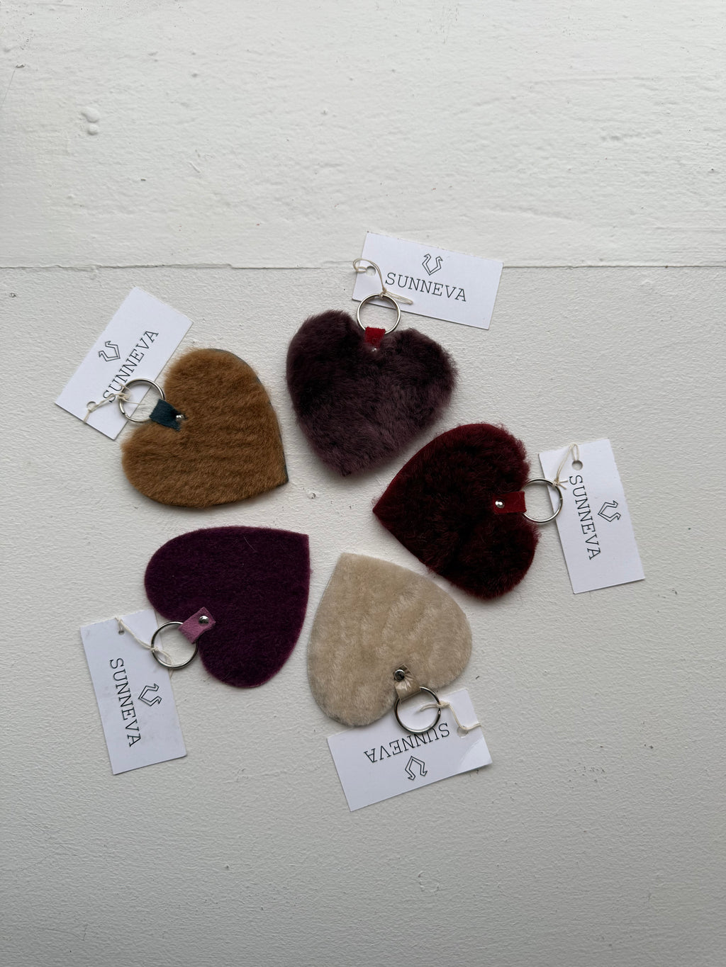 Heart shearling keychains