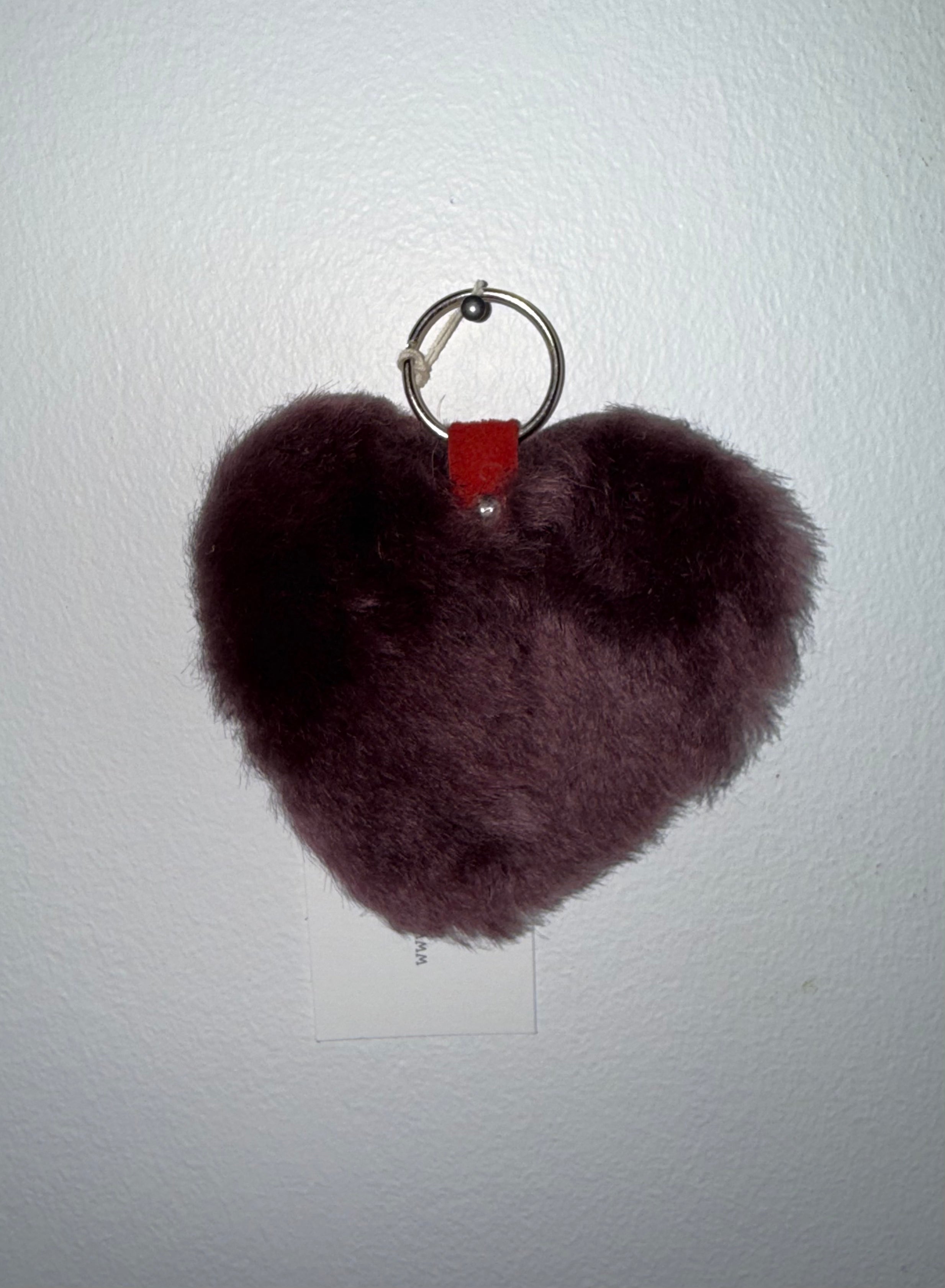 Heart shearling keychains