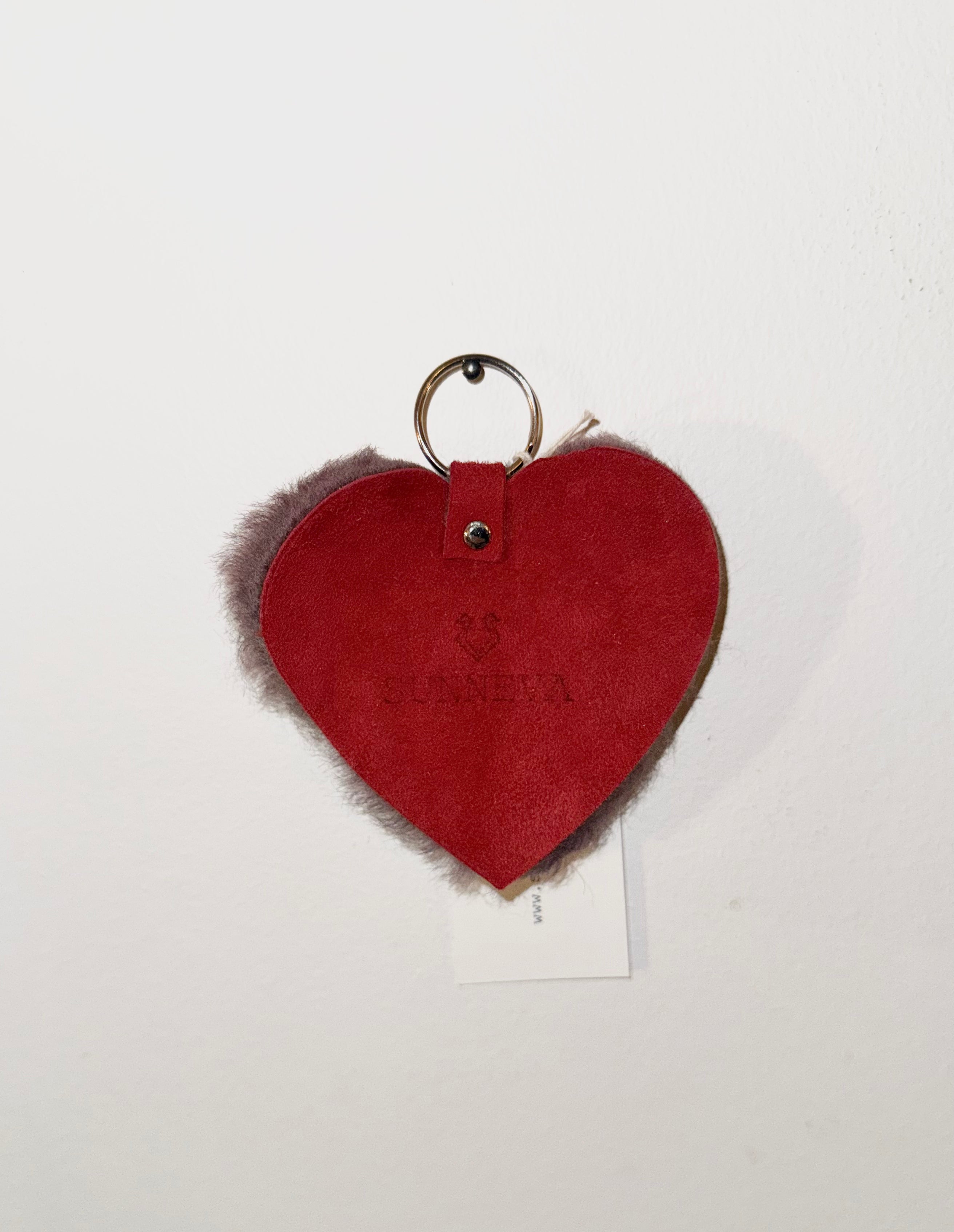 Heart shearling keychains