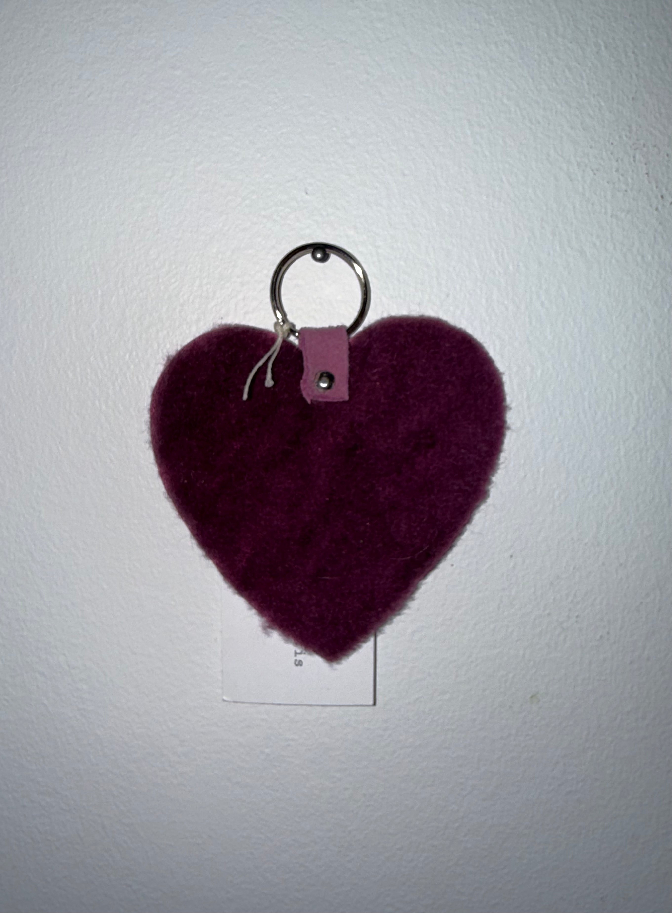 Heart shearling keychains