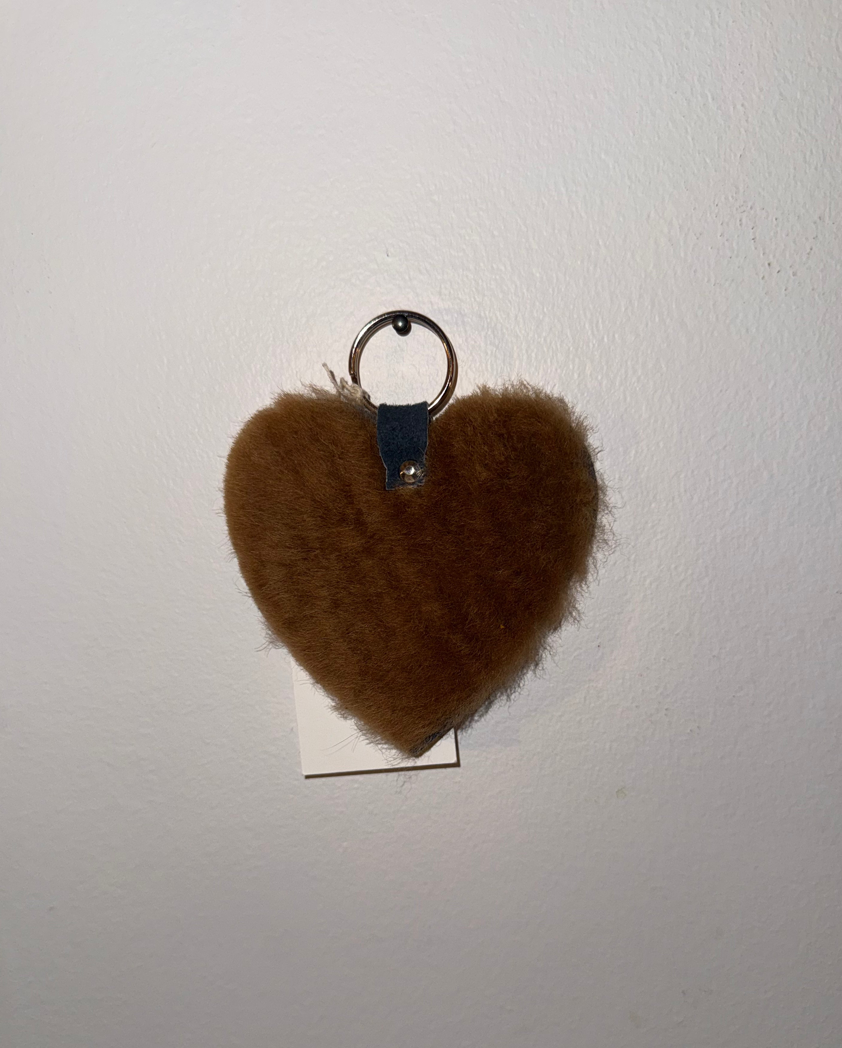 Heart shearling keychains