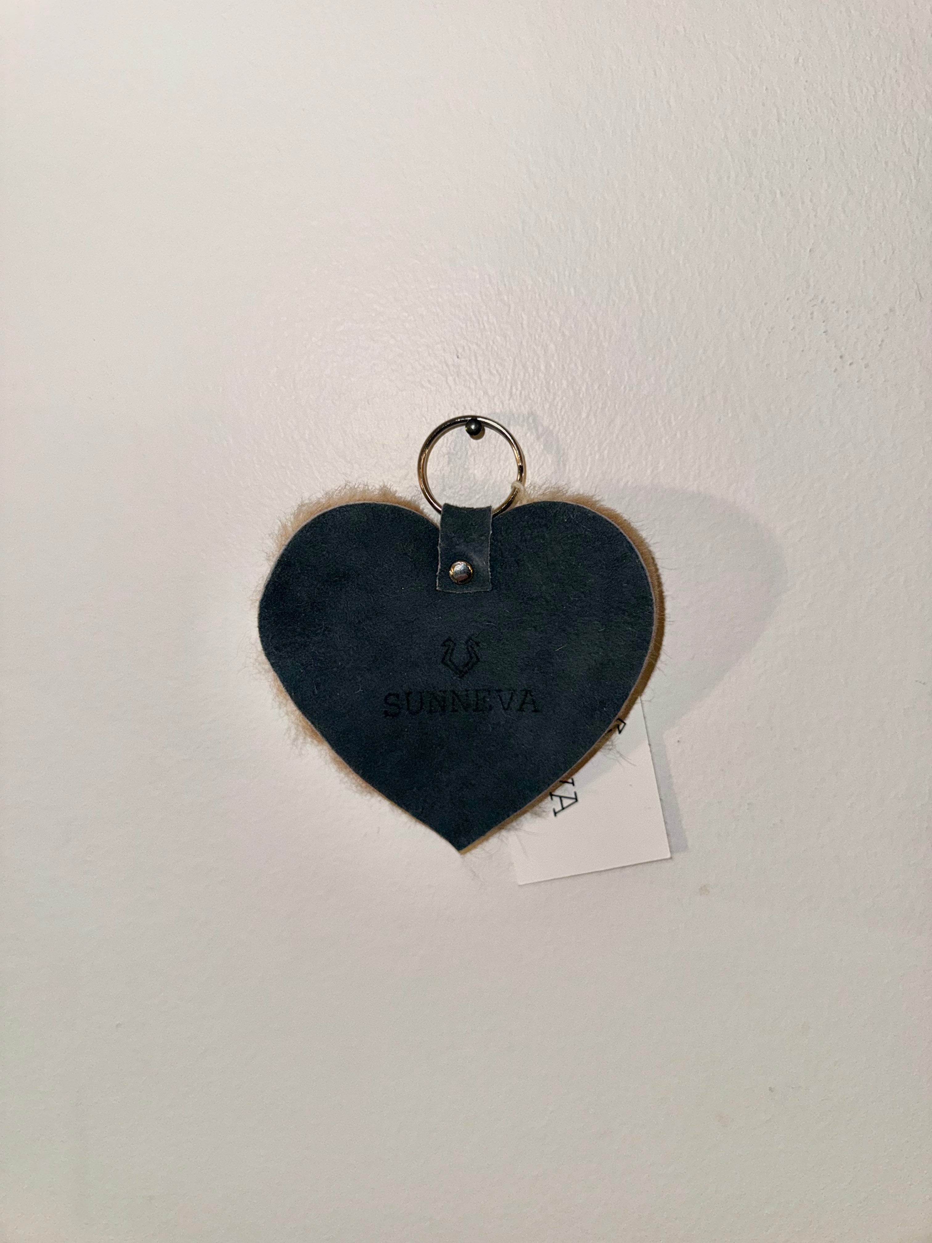 Heart shearling keychains