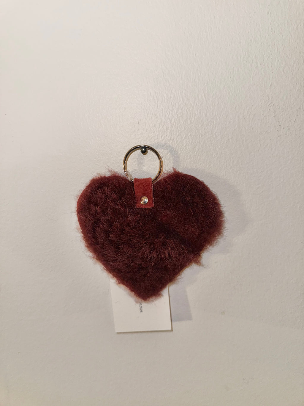 Heart shearling keychains