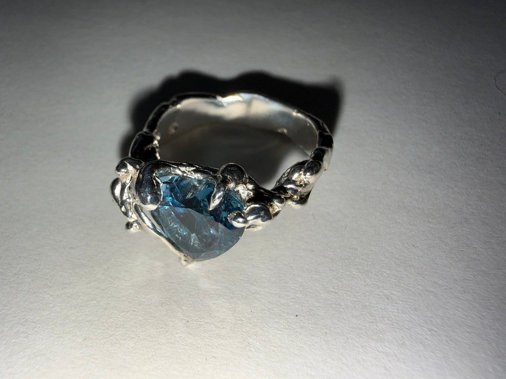 Heart ring ocean blue