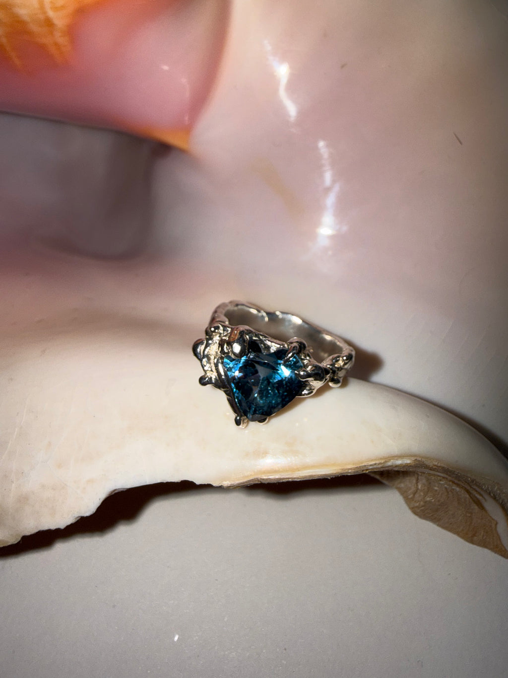 Heart ring ocean blue
