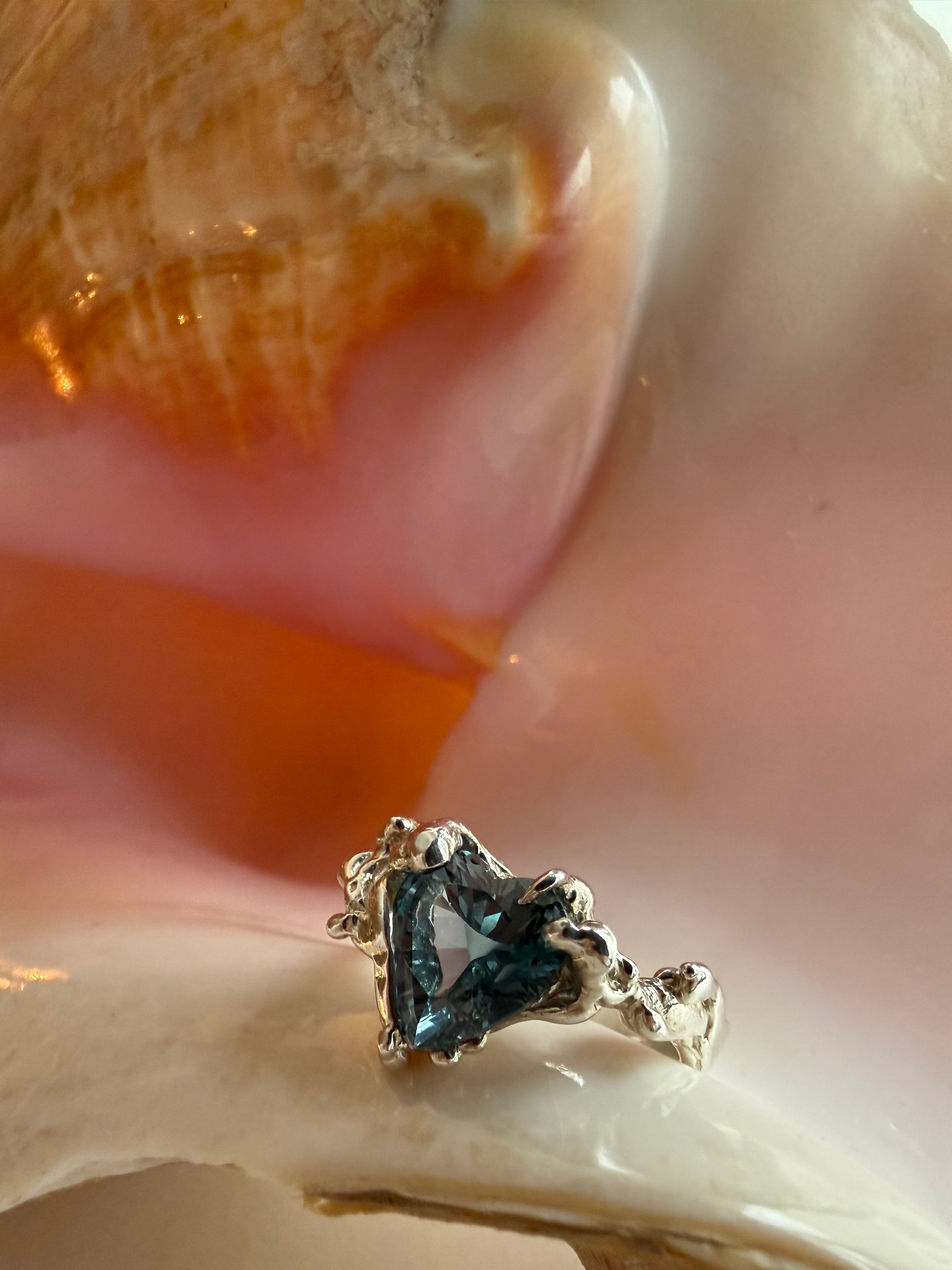 Heart ring ocean blue