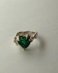 Heart ring emerald green
